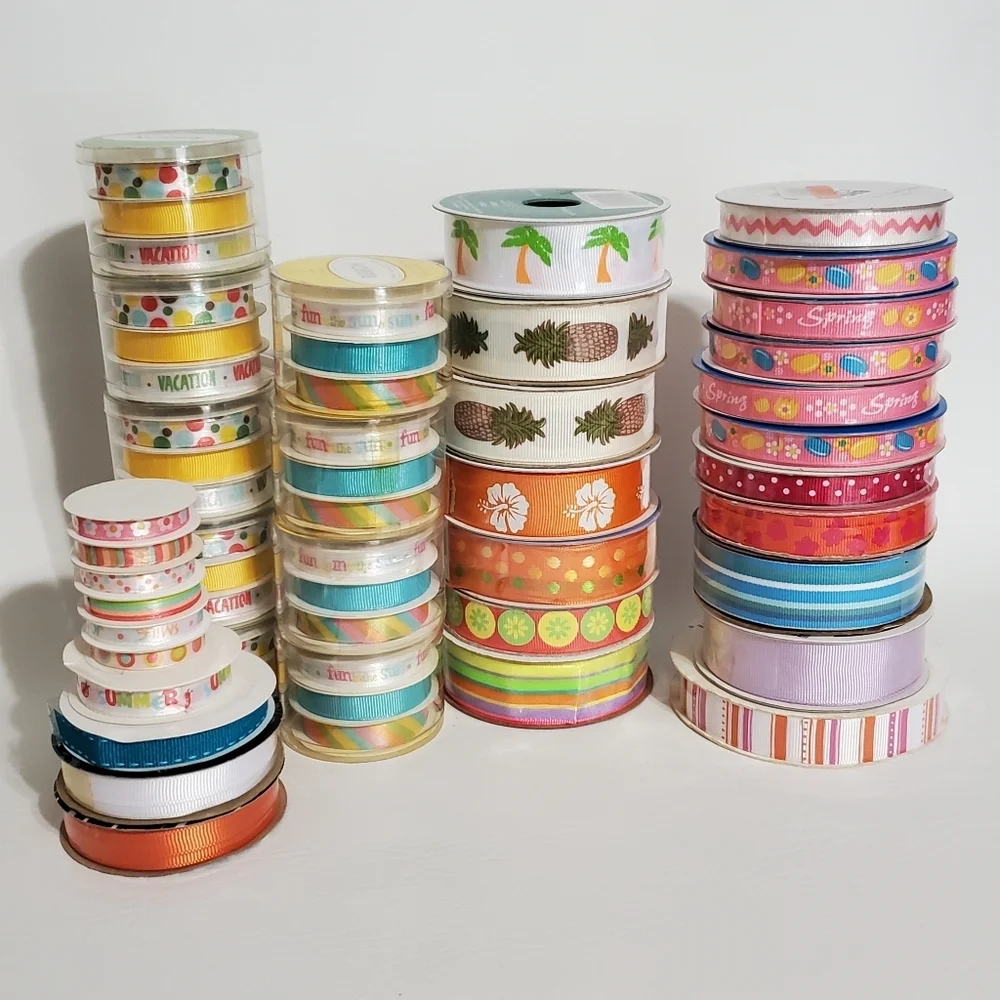 Lot Spring Summer Grosgrain Satin Ribbon Hair Bow Supplies Hairclip Jellybean Pi